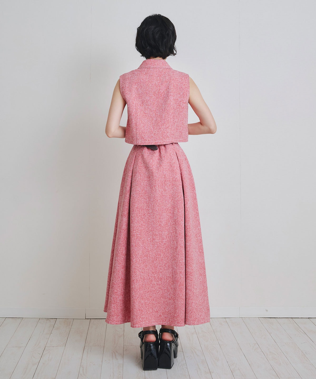 サマーツイードベスト×ロングフレアスカート