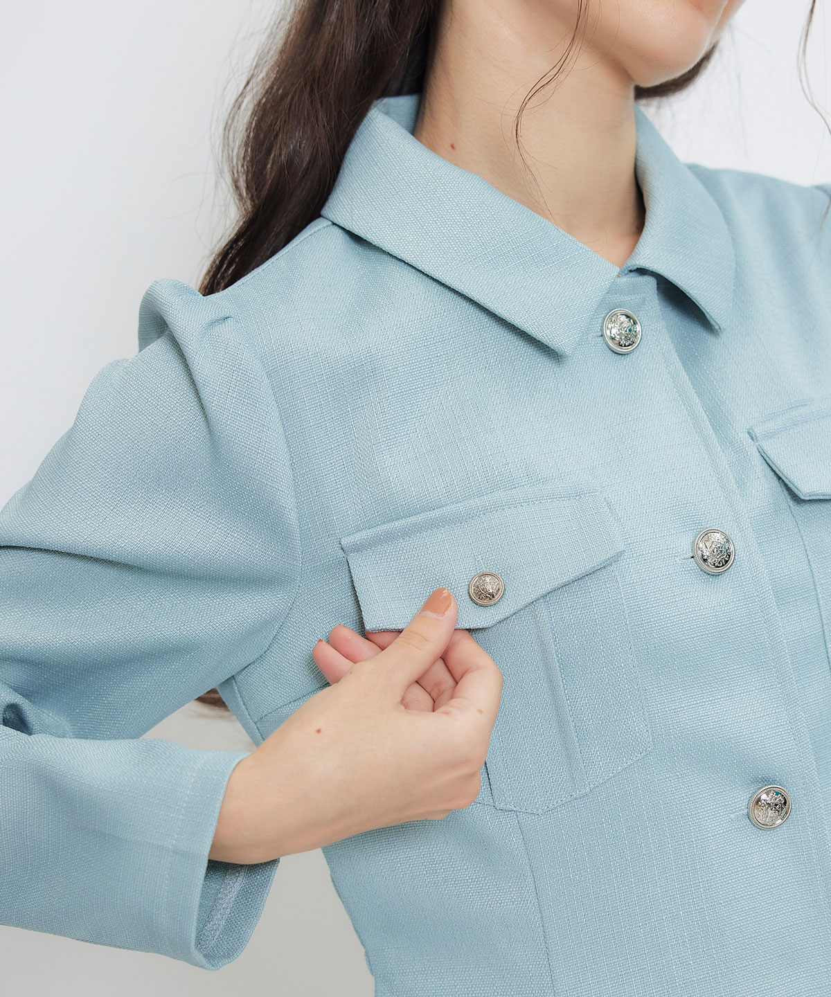 スプリングツイードシャツミニフレアワンピース