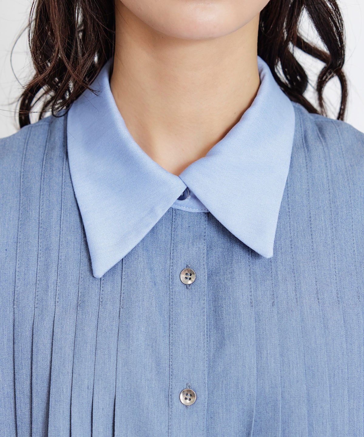 フロントプリーツリボンタイフレアロングワンピース