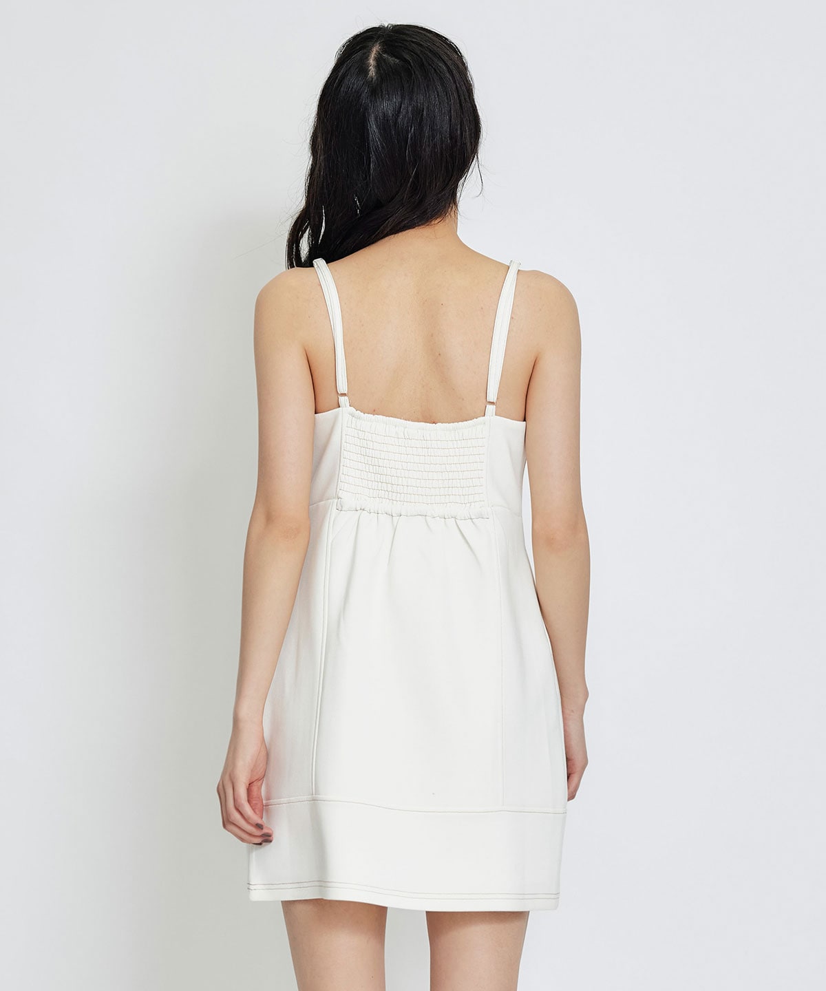 【セットアップ可能】バイカラーステッチカットミニワンピース