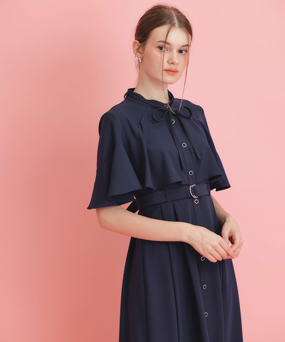 ケープフレアロングワンピース