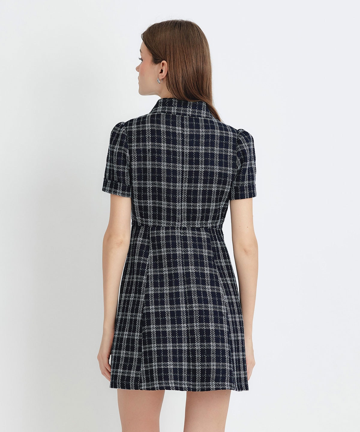 サマーツイードチェックシャツミニワンピース