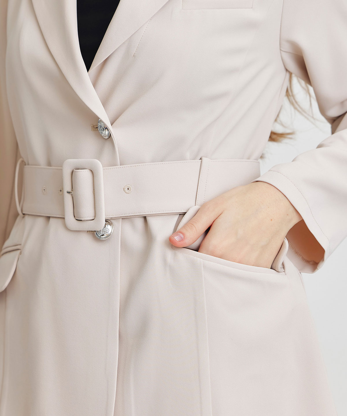 【セットアップ可能】アイシーカラーウエストマークベルトテーラードジャケット