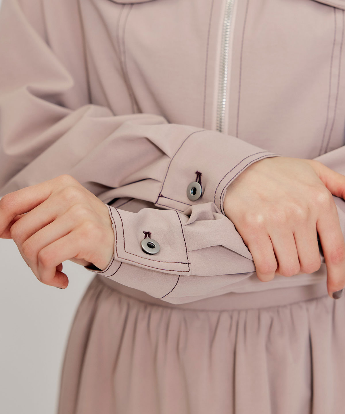 【セットアップ可能】バイカラーステッチショートジャケット