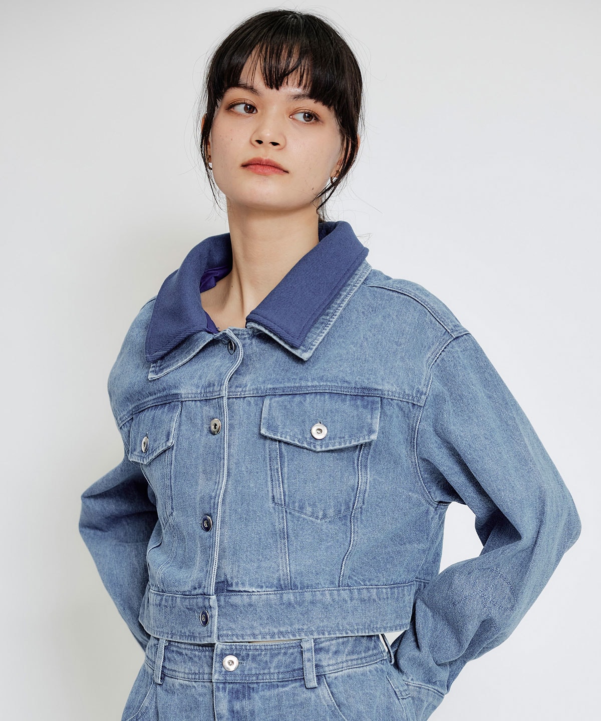 【Chemical Wash Series】ケミカルウォッシュデニムダブルカラーGジャン