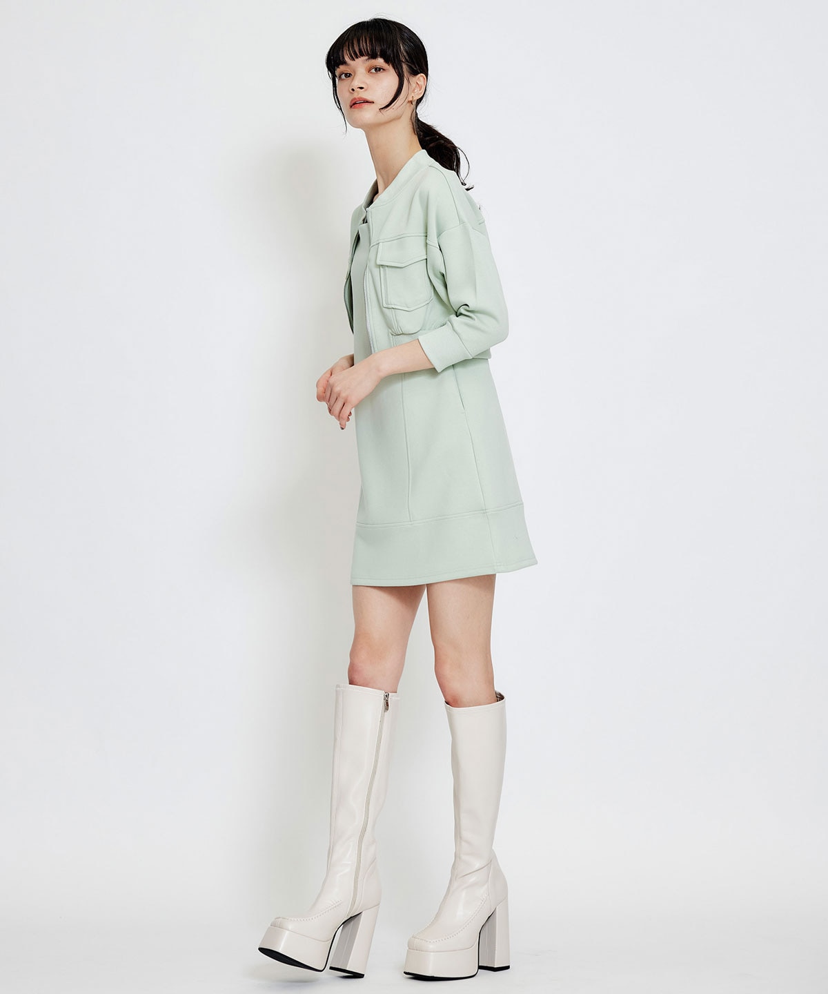 【セットアップ可能】バイカラーステッチカットブルゾン