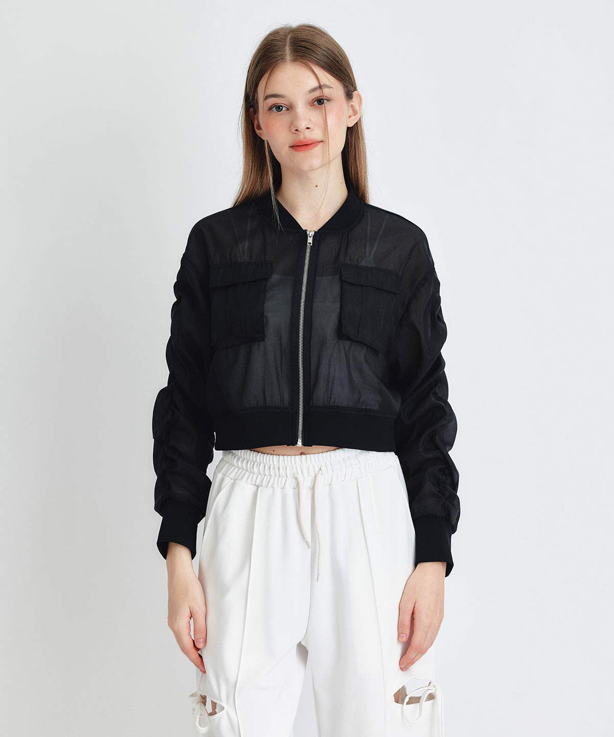 ギャザーシアーショートブルゾン