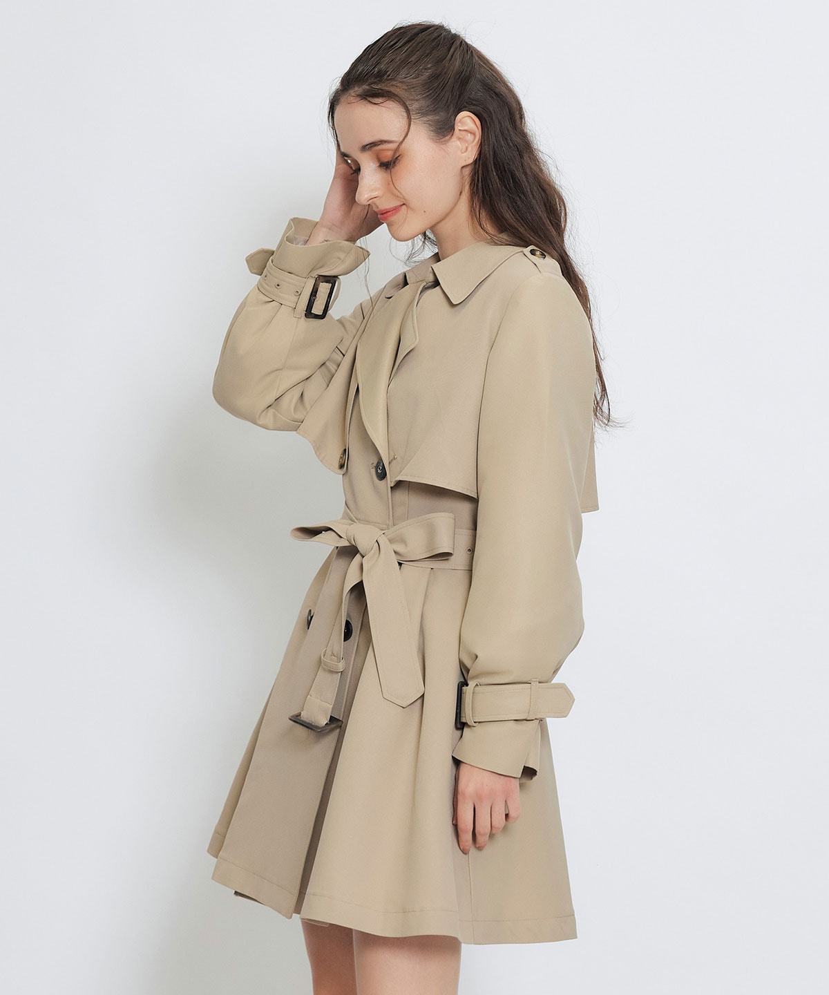 ウエストベルトショートトレンチコート