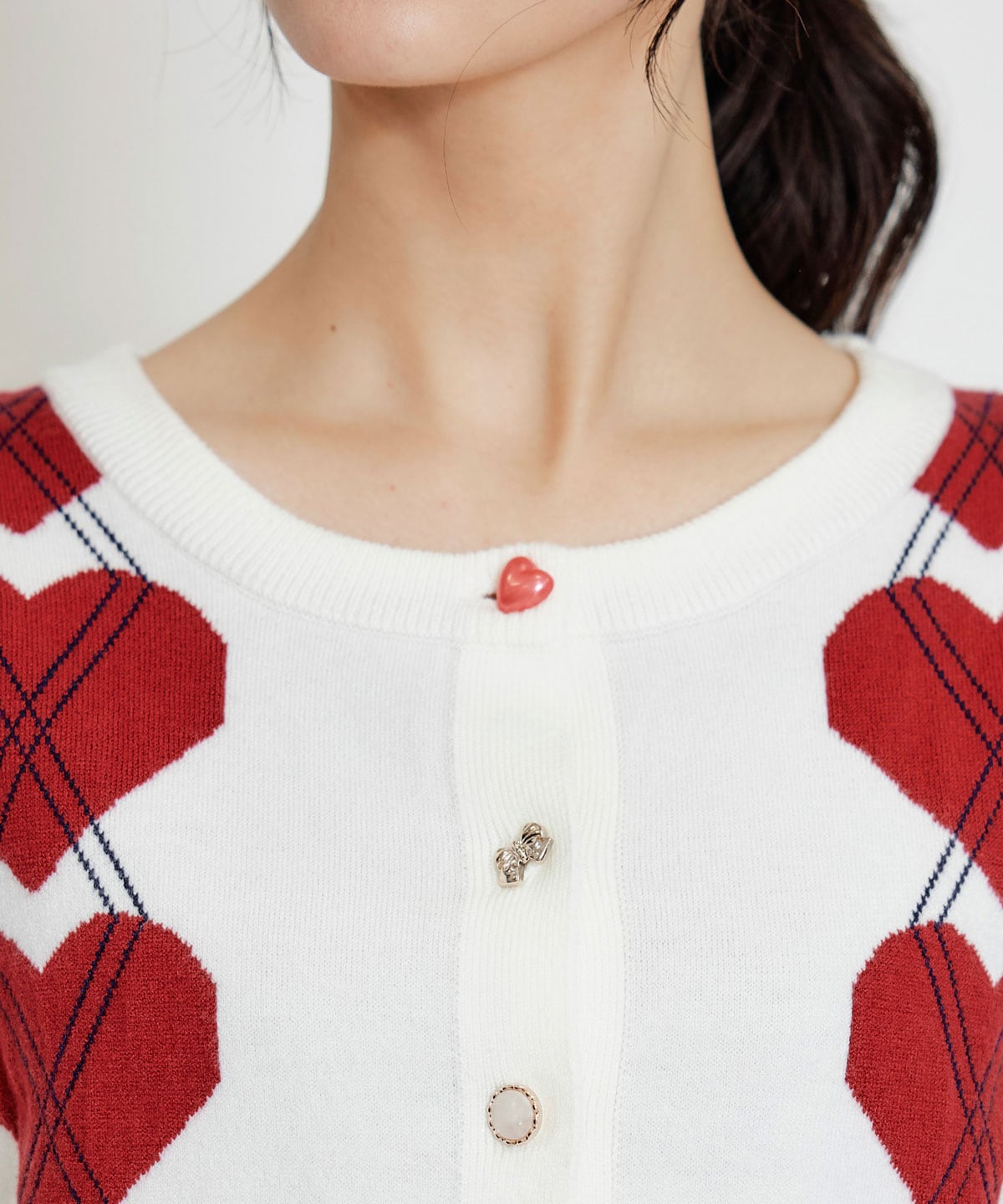 Love Me Heart アーガイルニットカーディガン