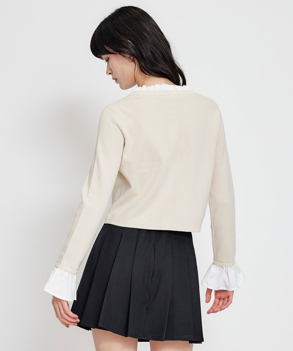 Rフリルレイヤードニットカーディガン