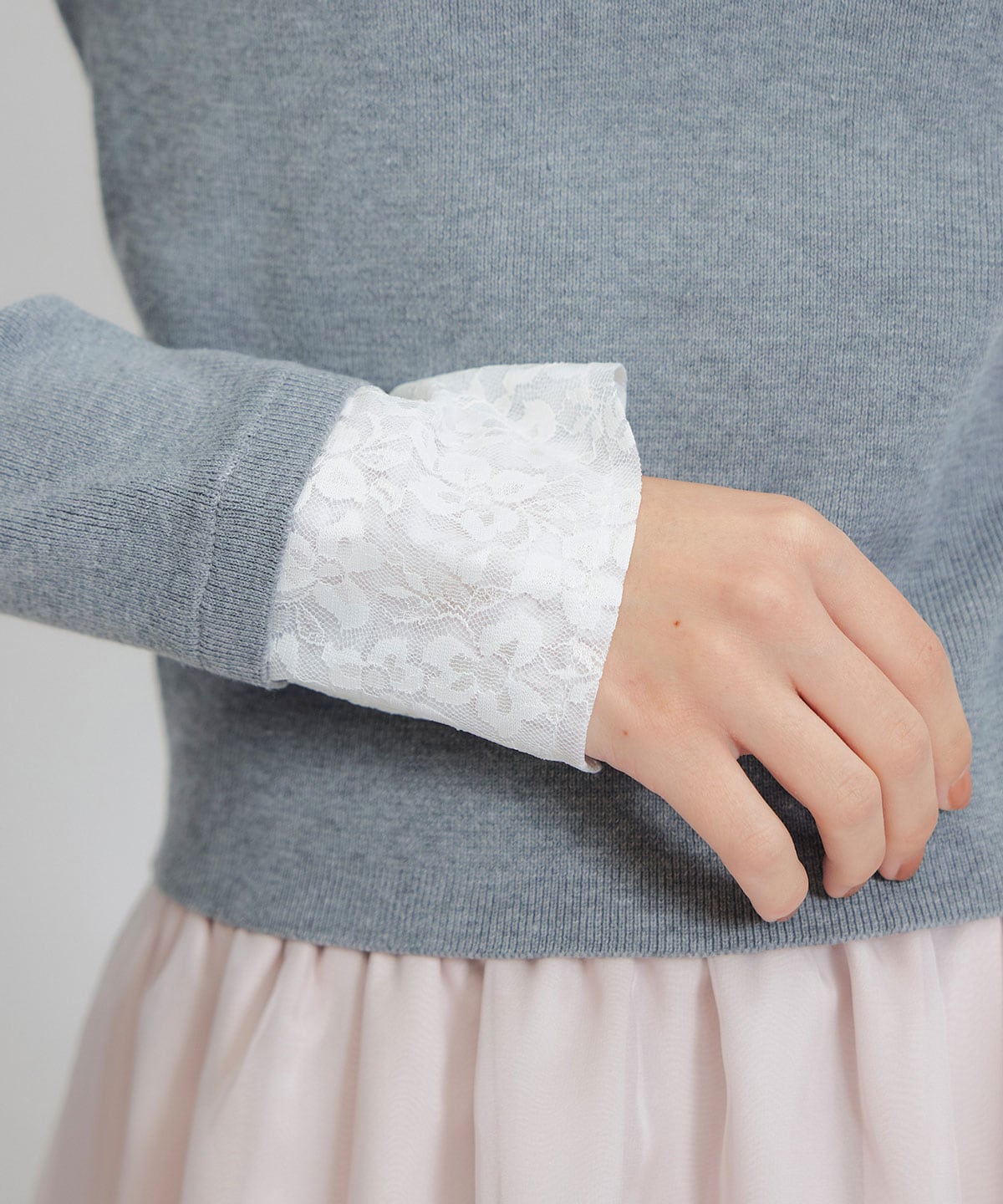 ダブルレースカラーポロニットプルオーバー