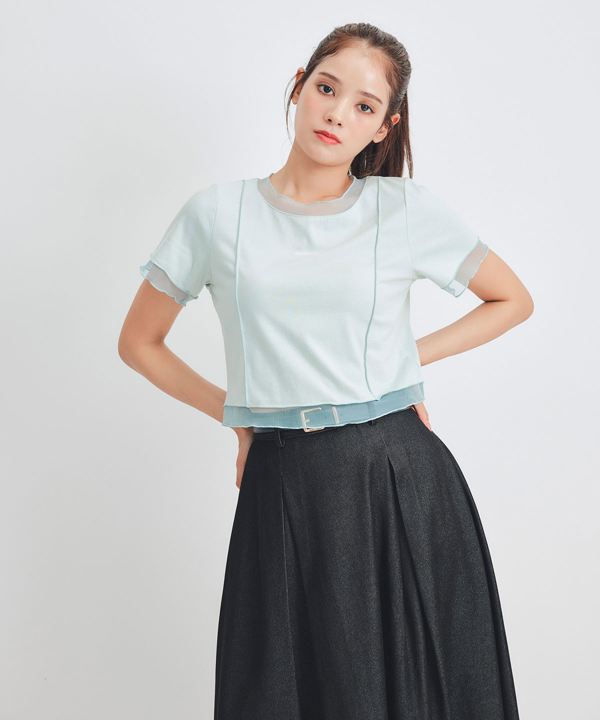 シアーレイヤードコンパクトロゴTシャツ