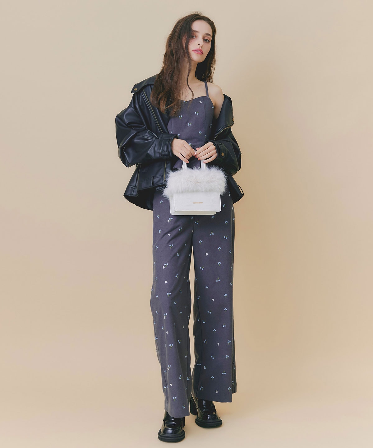 【Fleur monogram Series】フルールモノグラムエンブロイダリーワイドパンツ