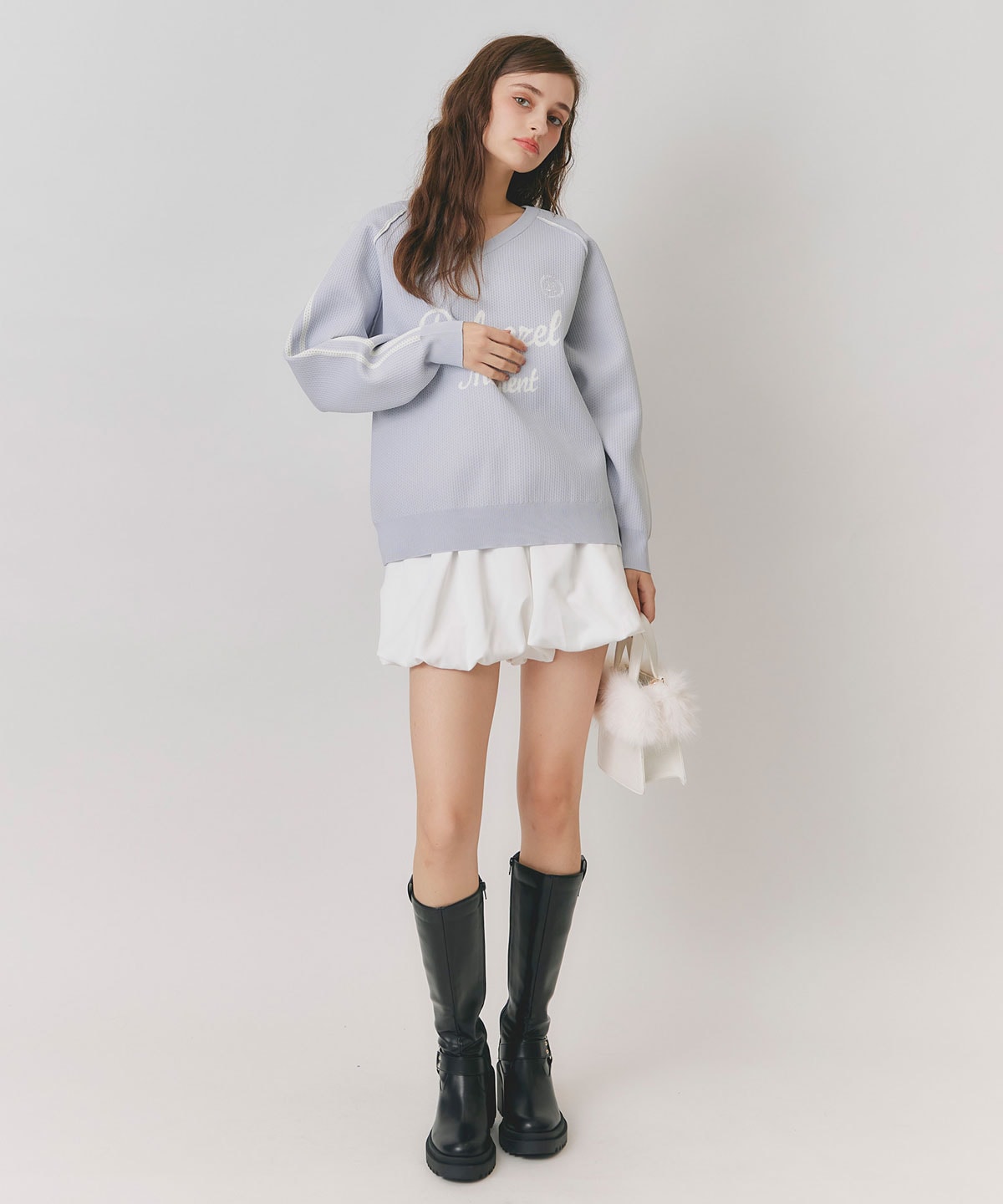 ロゴメッシュニット×バルーンショートパンツセットアップ