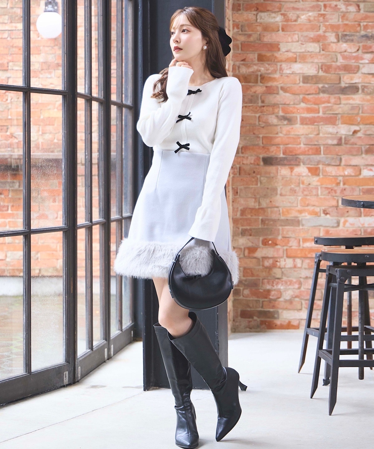 ヘムファー台形ミニスカート