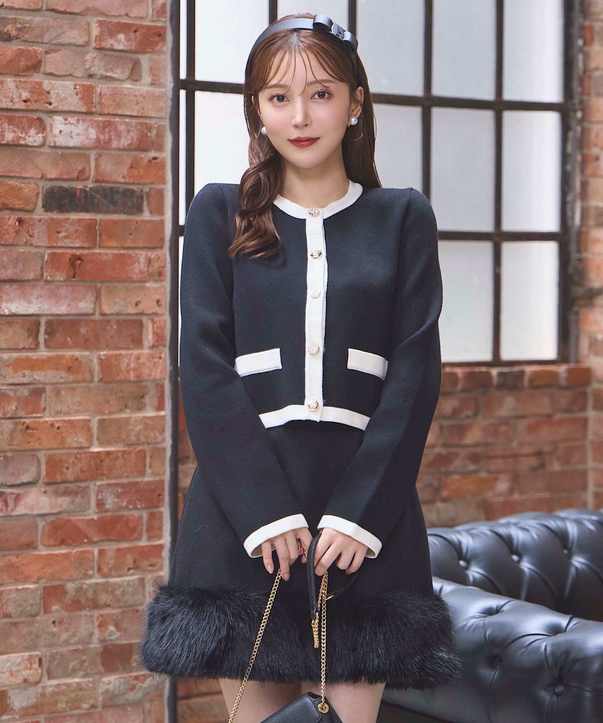 ヘムファー台形ミニスカート