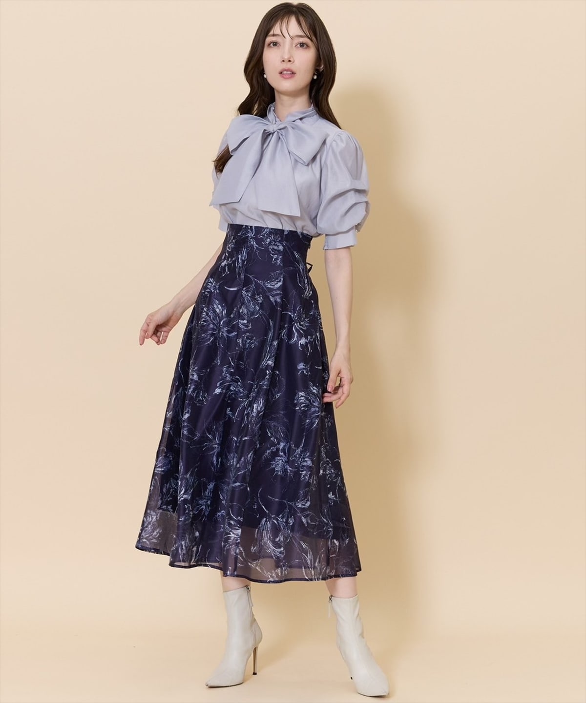 オリジナルシアースモーキーフラワーフレアスカート