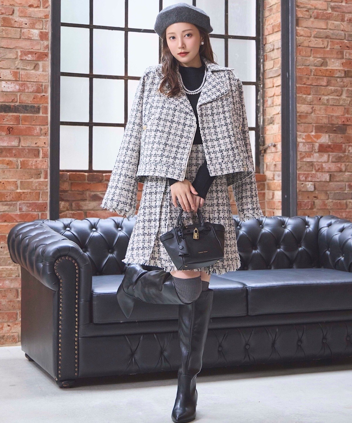 千鳥MIXツイードブルゾン