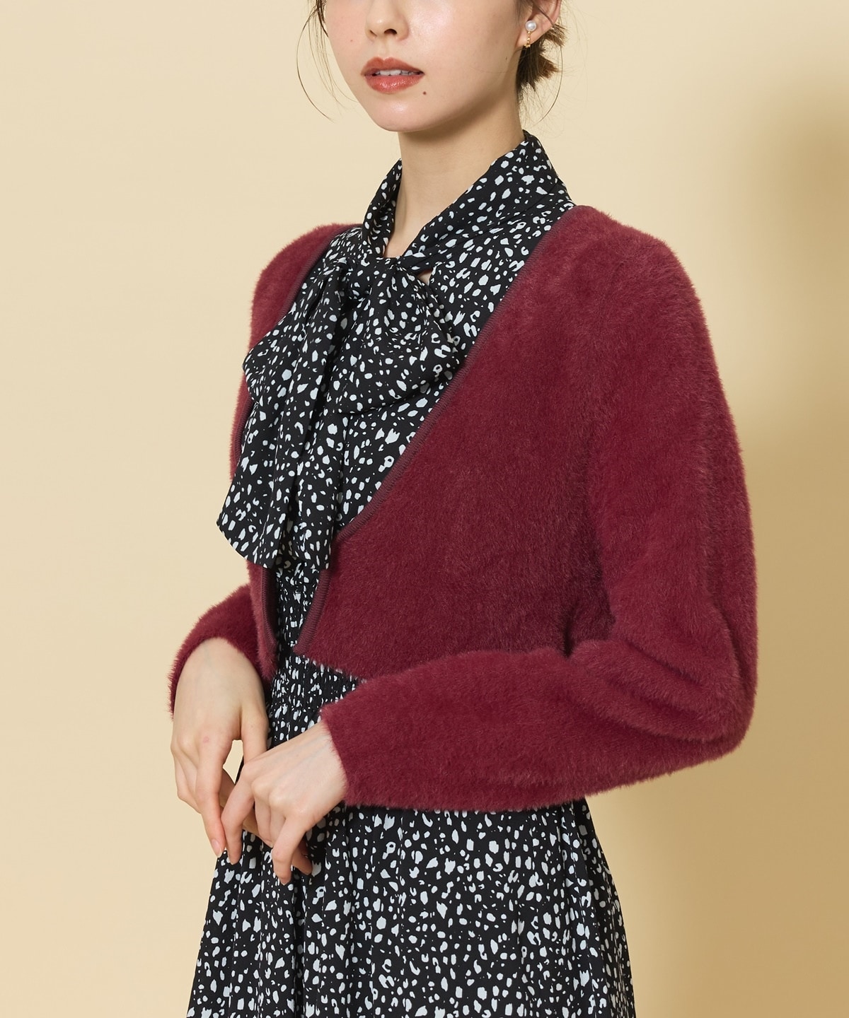 ふわふわシャギーボレロカーディガン