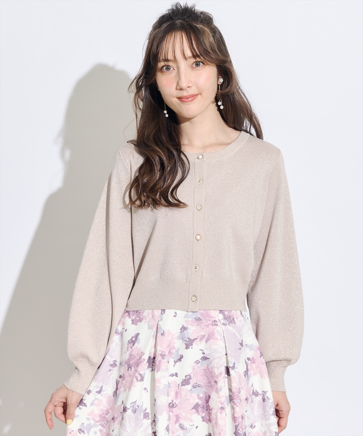 ベーシックマルチボタンラメニットカーディガン