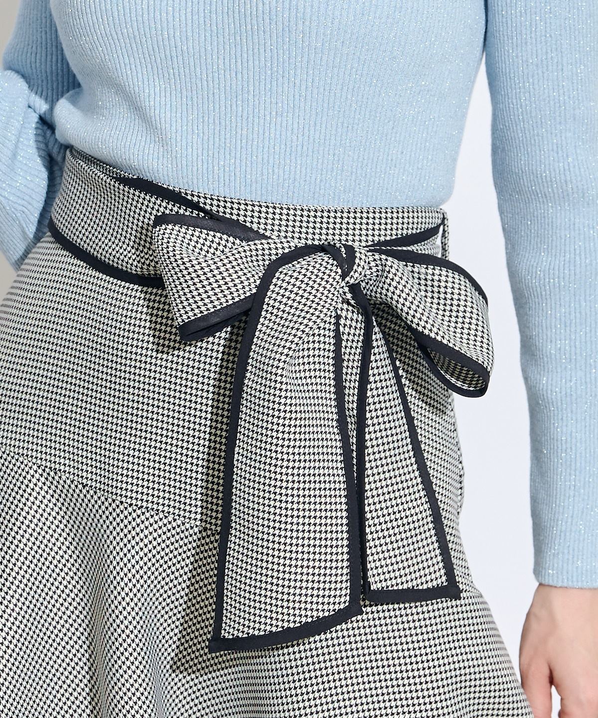 リボンベルトアシメフレアパイピングスカート