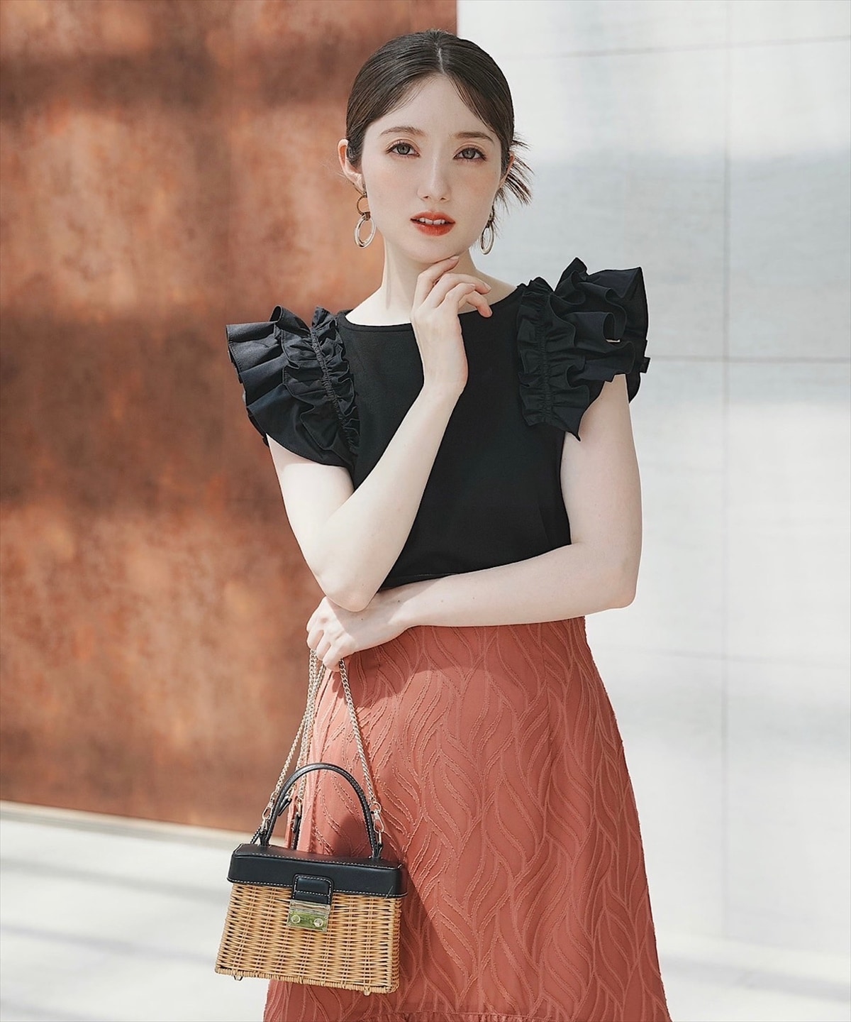 リーフオパールパイピングティアードスカート