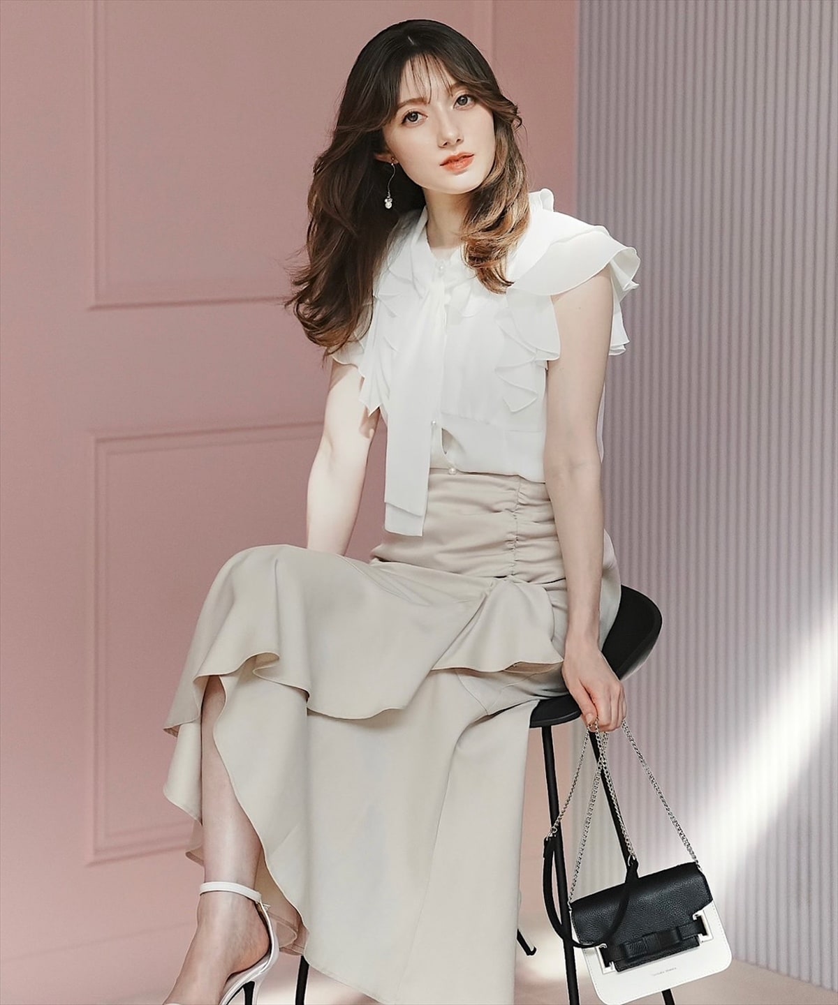 シャーリングフリルマーメイドスカート