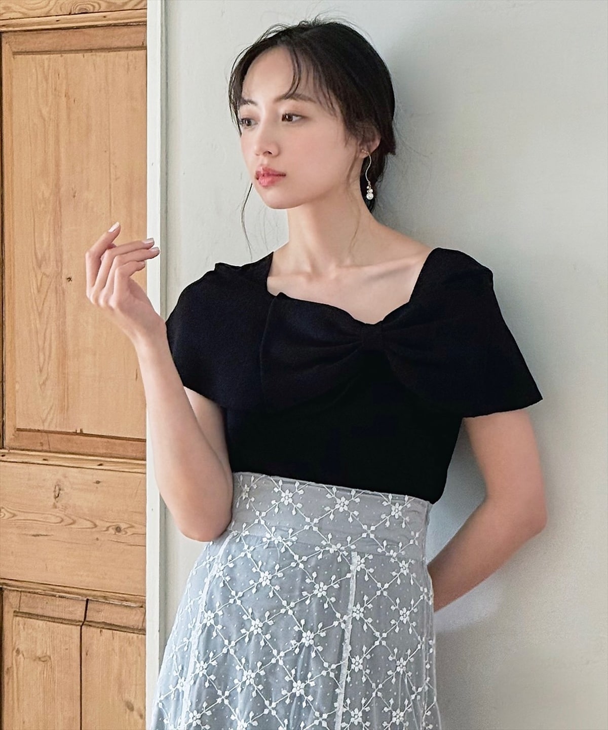 リボンディテールニットプルオーバー