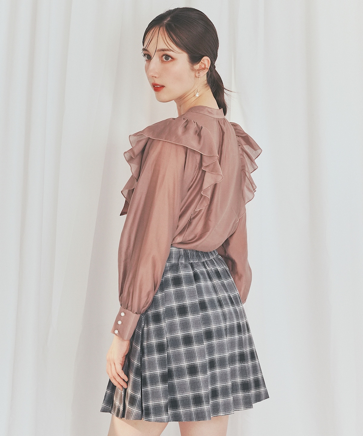 2WAYシアーフリルボウタイブラウス