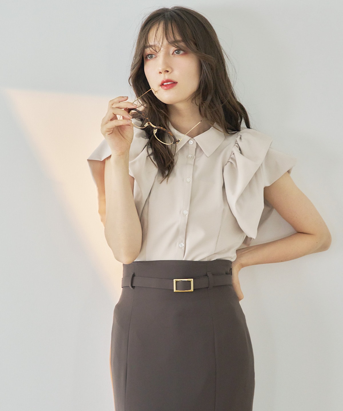 【日本製】ベルト付きマーメイドスカート