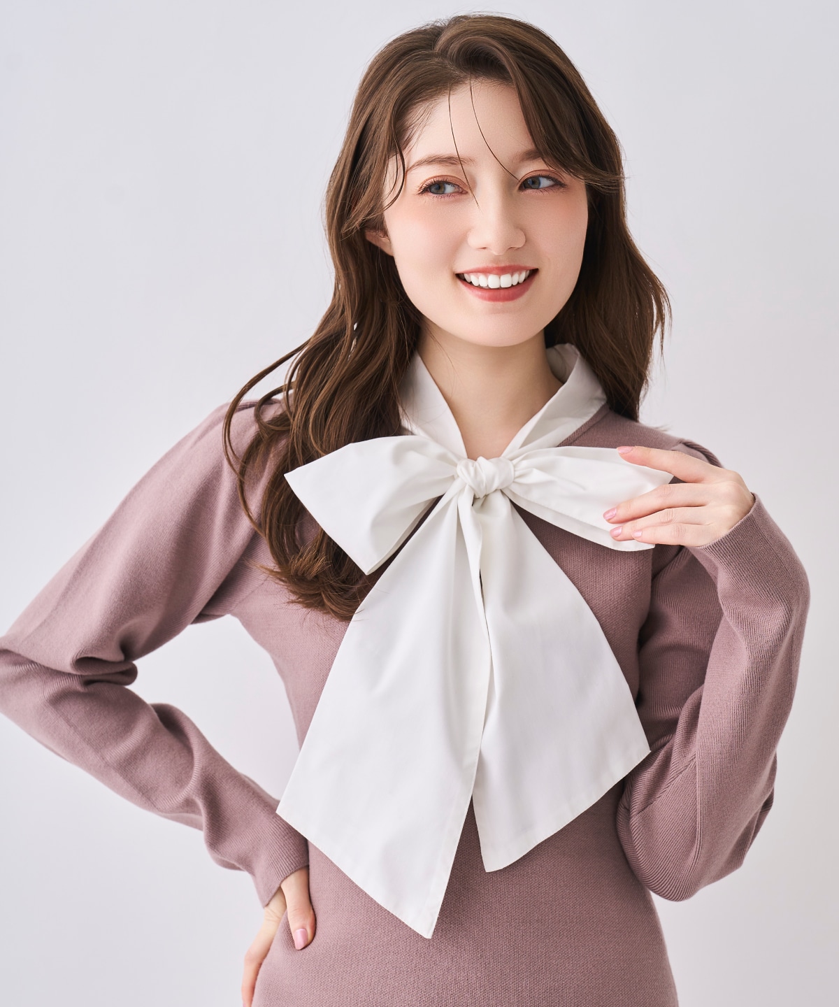 【NEW YEAR SPECIAL ITEM】ボウタイリボン付きニットワンピース