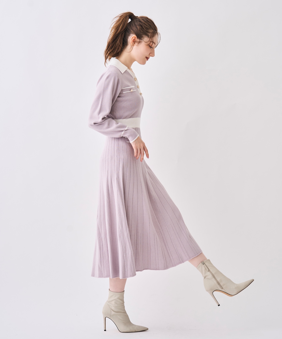 【12/5(Fri)発売開始】配色ポロニットワンピース