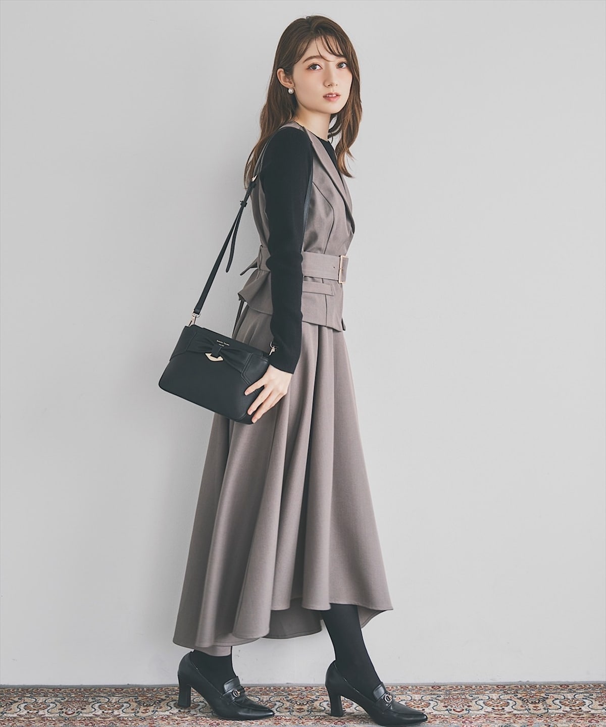 ジレアシメワンピースセットアップ