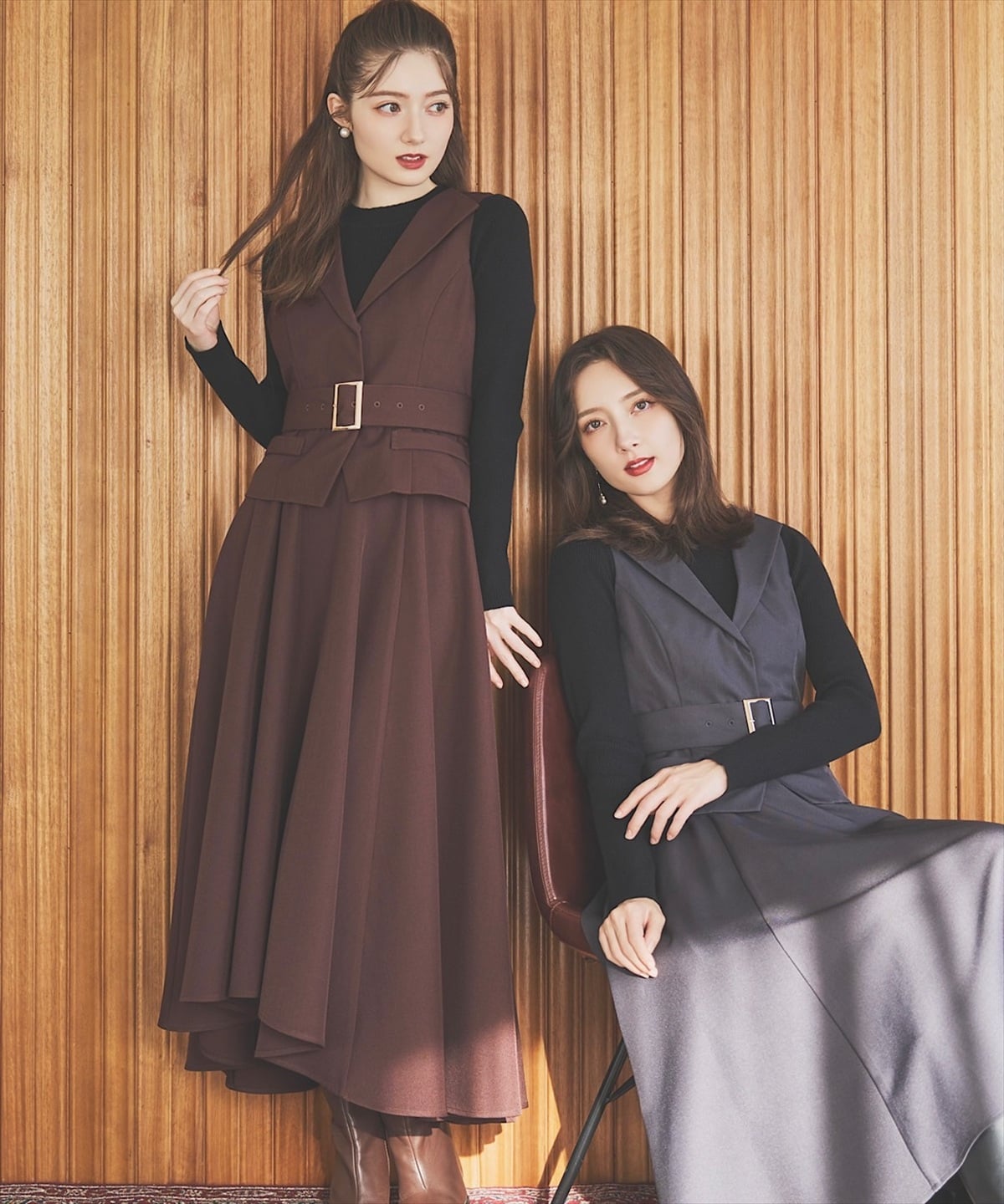 【予約受付中】ジレアシメワンピースセットアップ