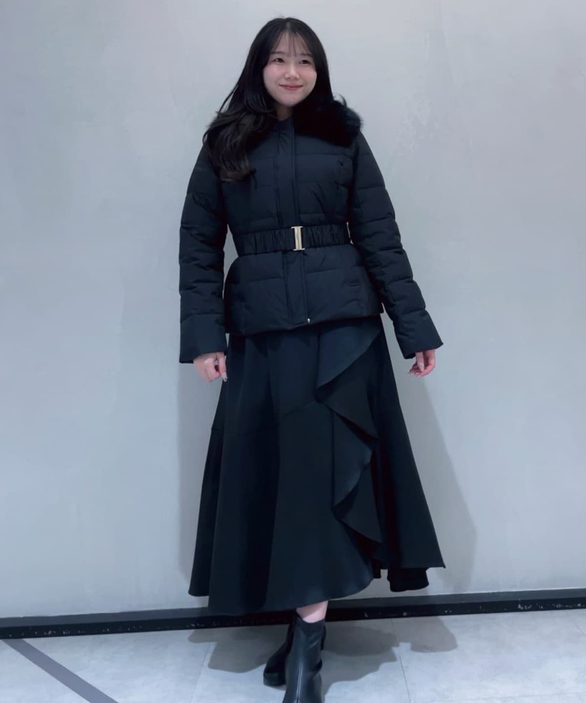 ベルト付エコファー襟ショートダウン