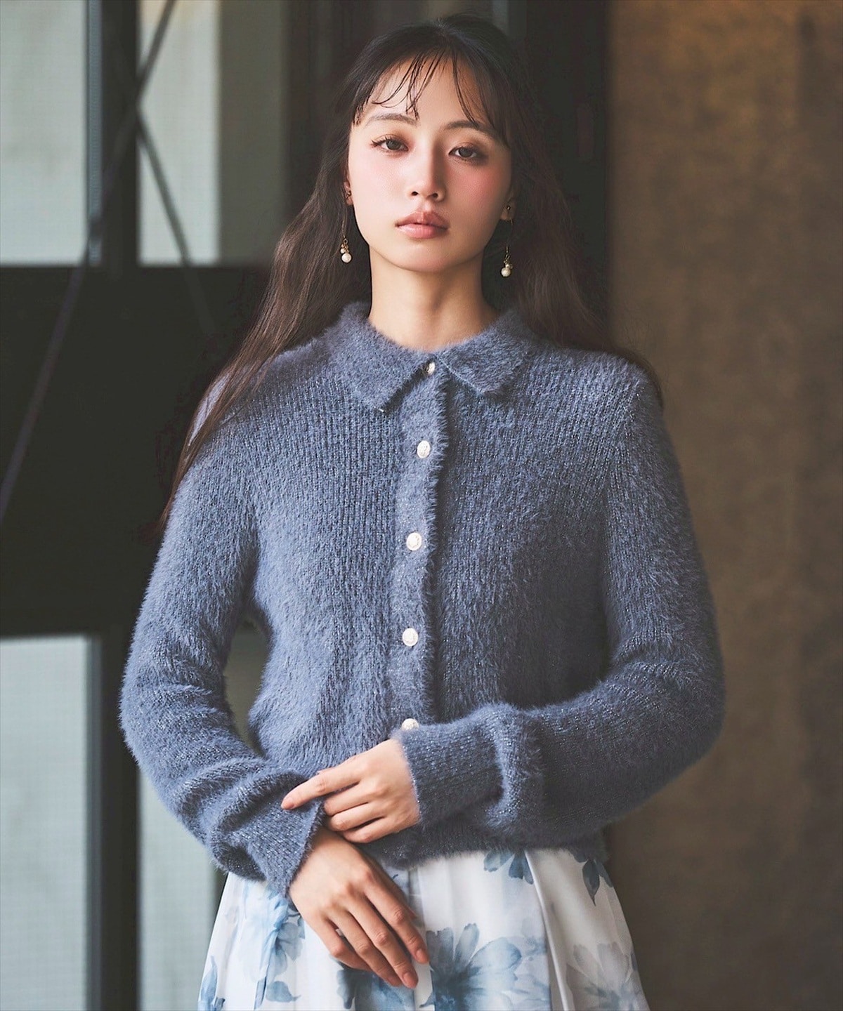 襟付きラメカーディガン