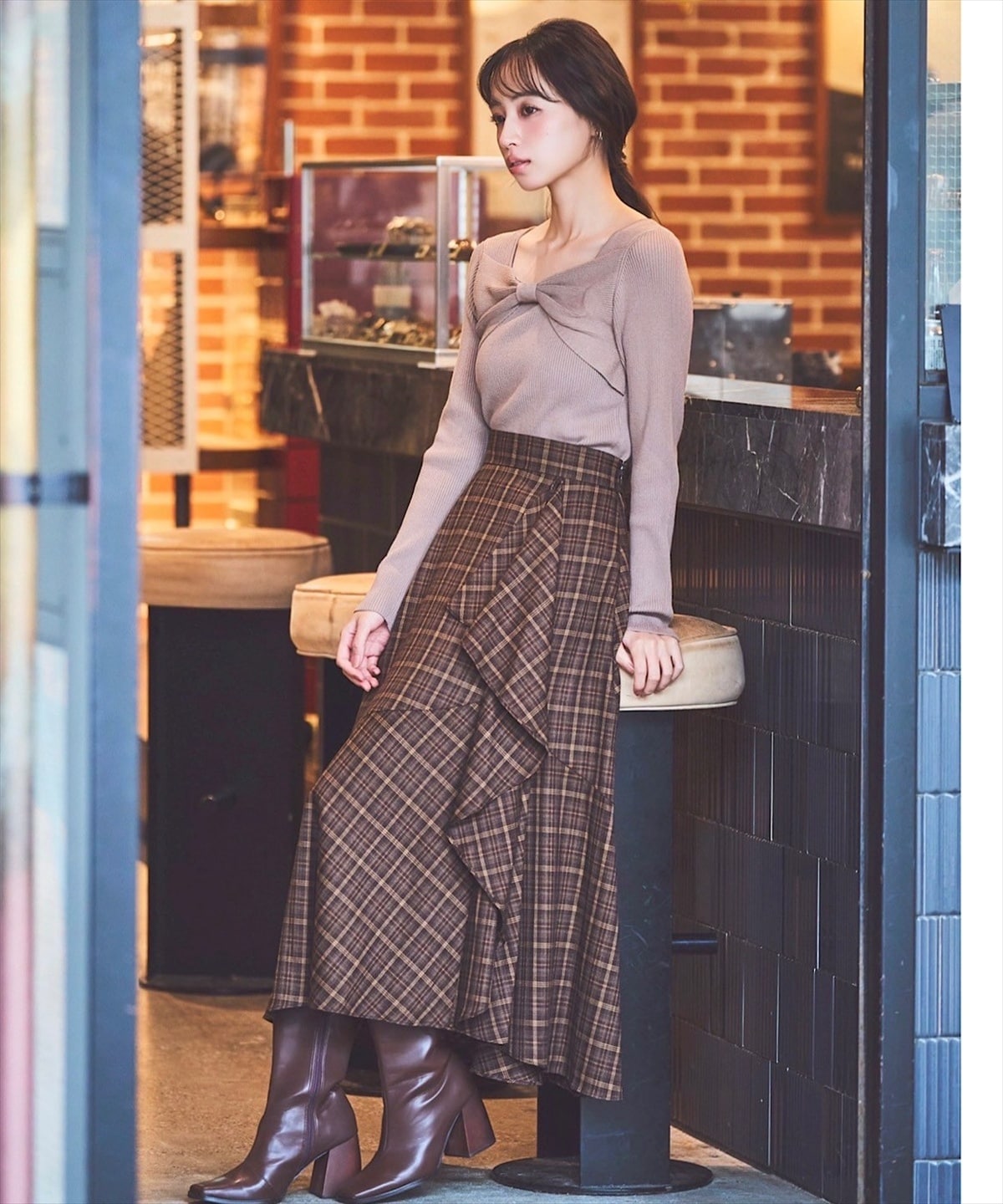 2WAYリボンリブニット