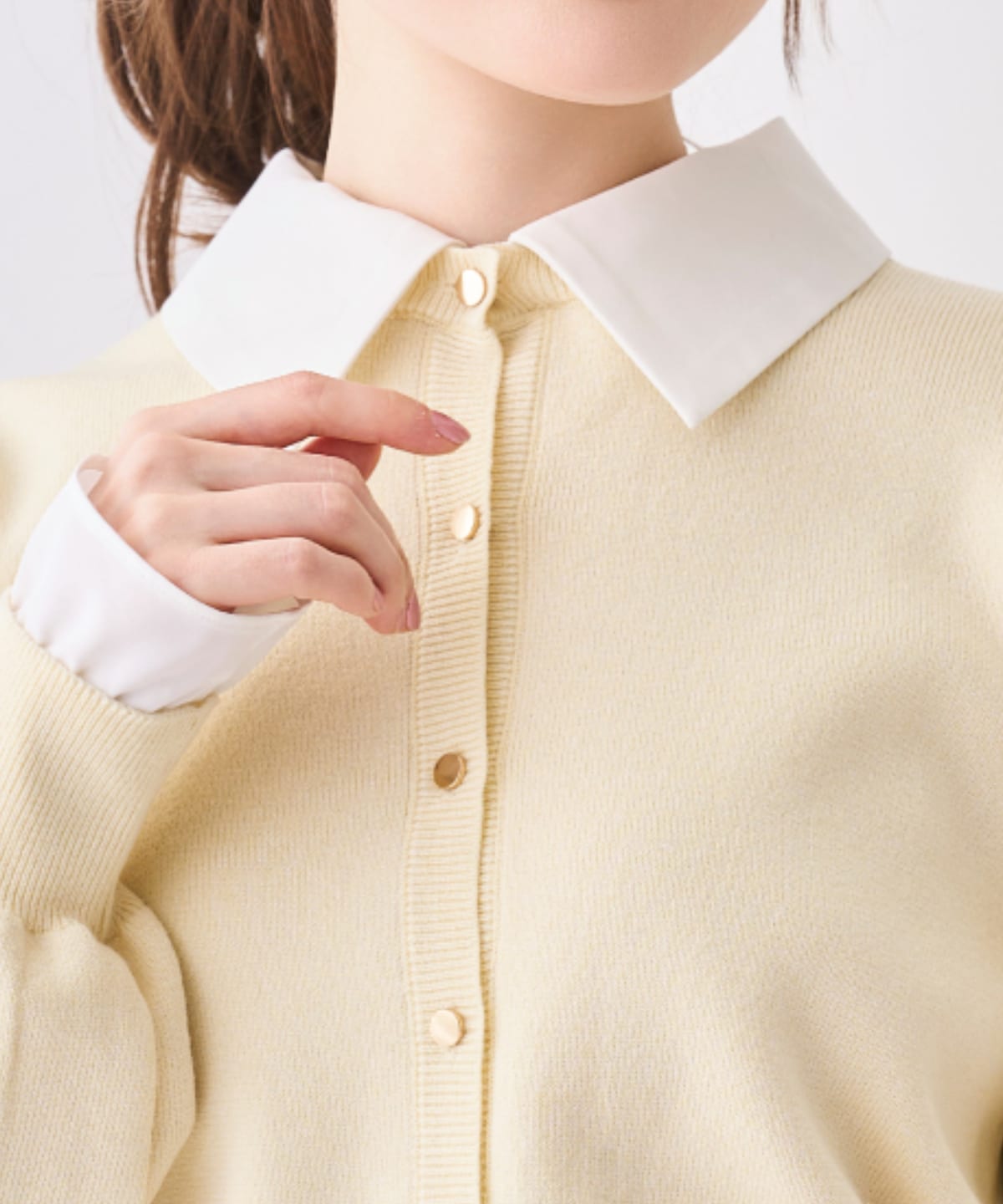 襟付きラメニットカーディガン