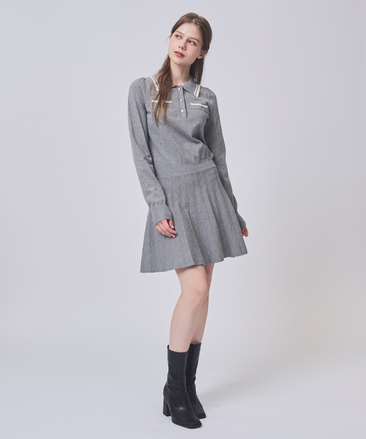 【1/23(Fri)発売】配色ポロニットミニワンピース