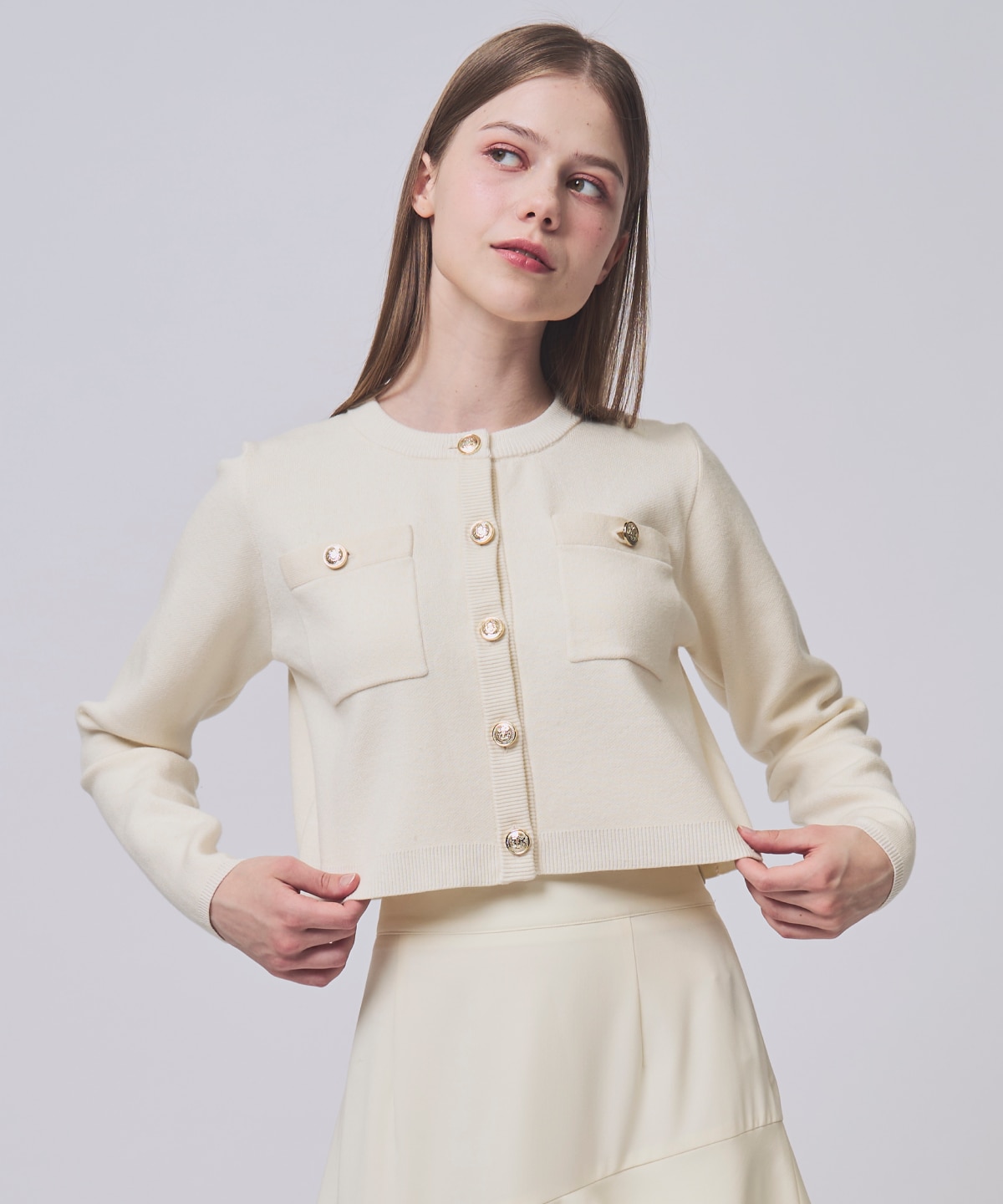 【1/30(Fri)発売開始】金ボタンクルーネックカーディガン