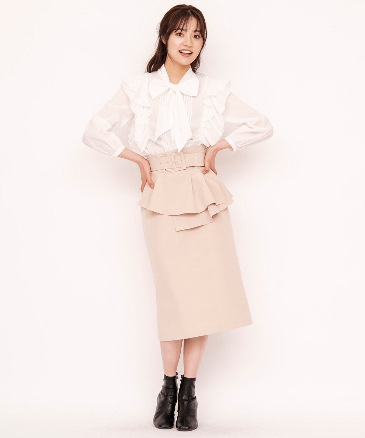 ペプラム付2wayタイトスカート S ベージュ Willselection 公式オンラインショップ バーンデストローズ