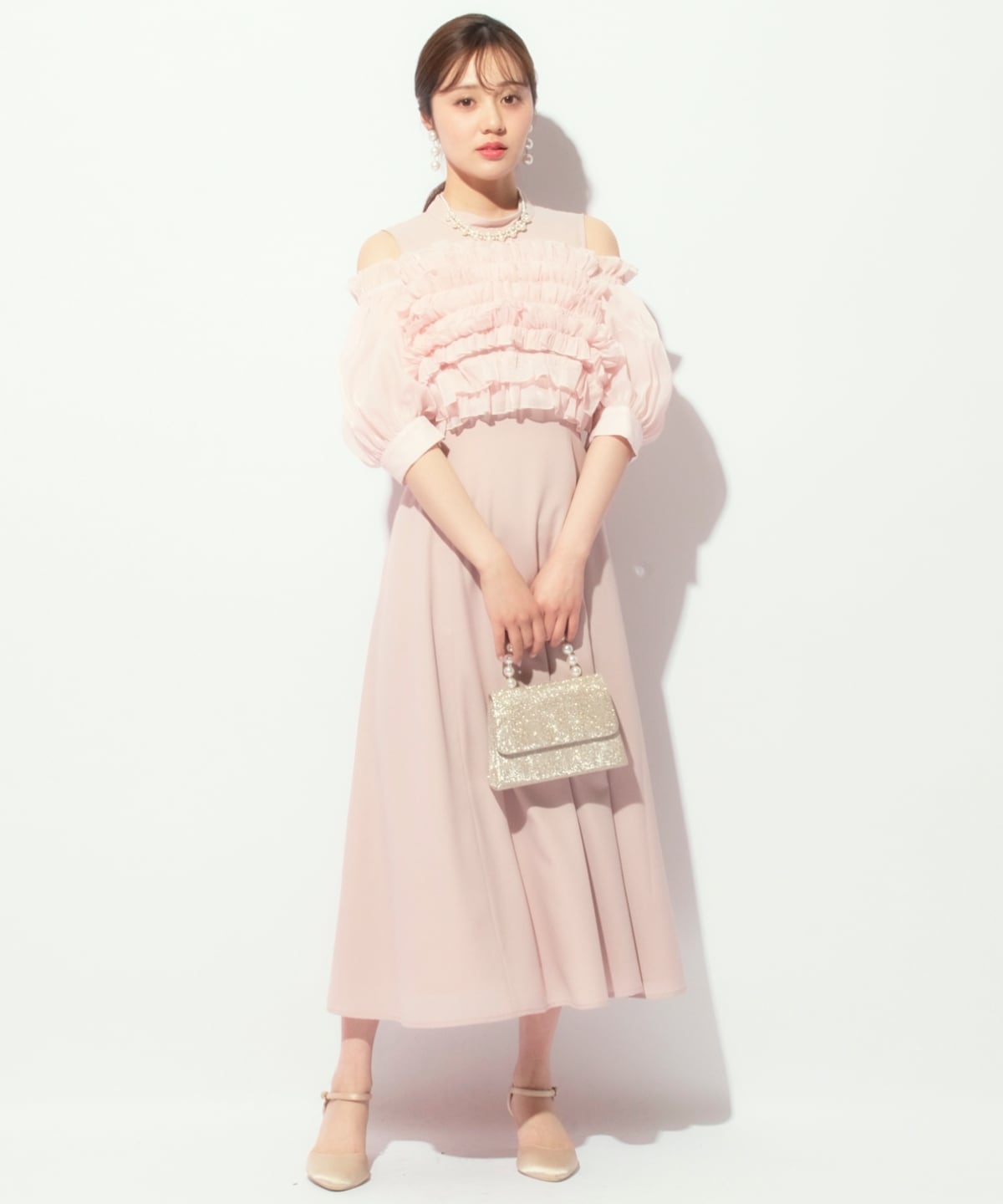 オフショル袖ボリュームドレス