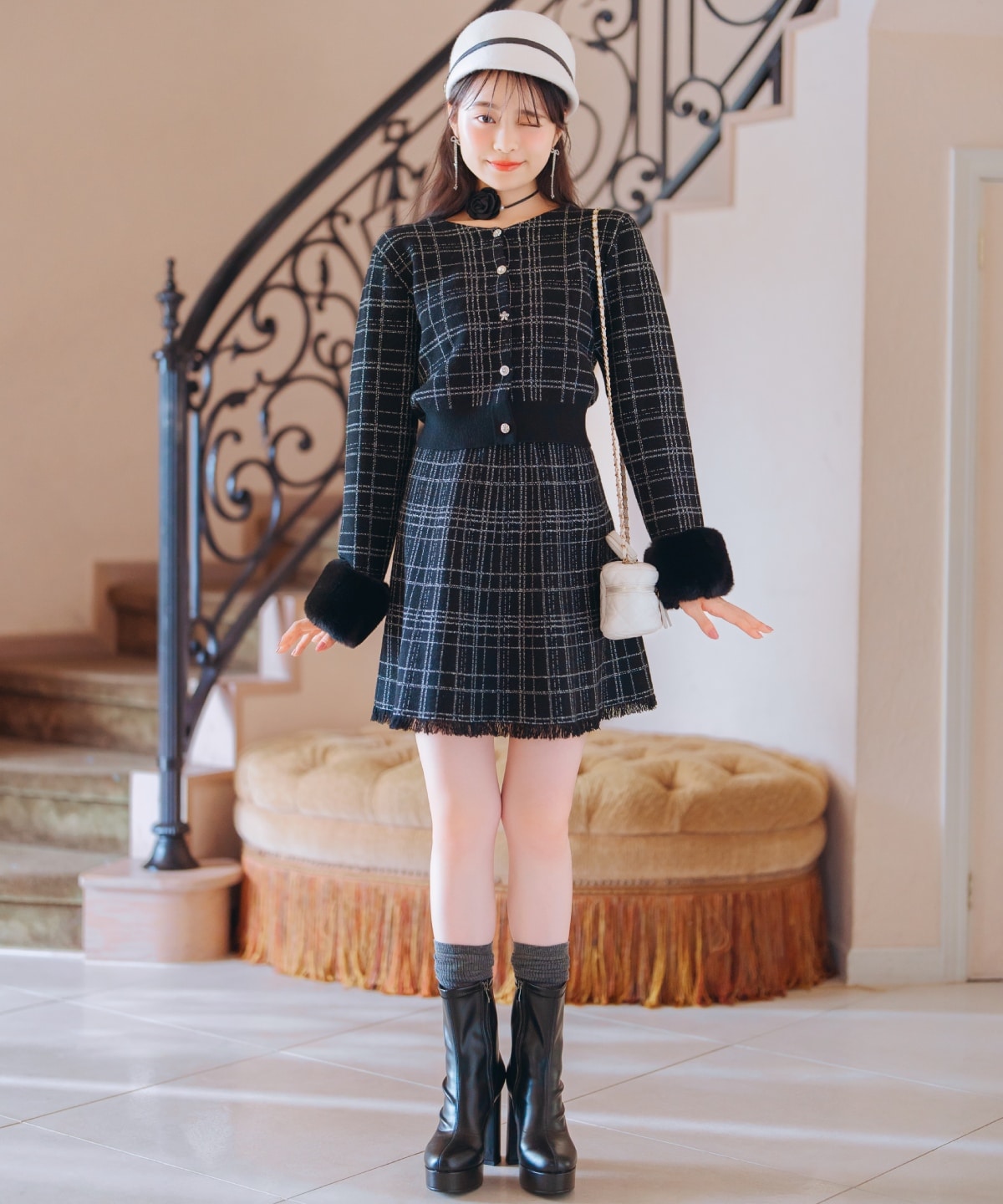 ベルト付きウールハット