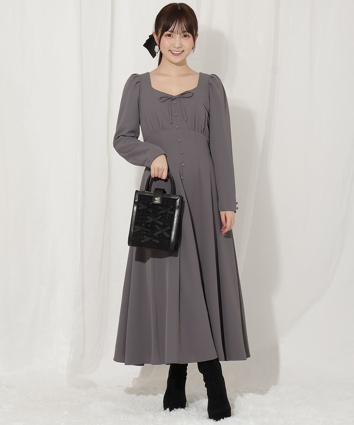 フロントボタンワンピース