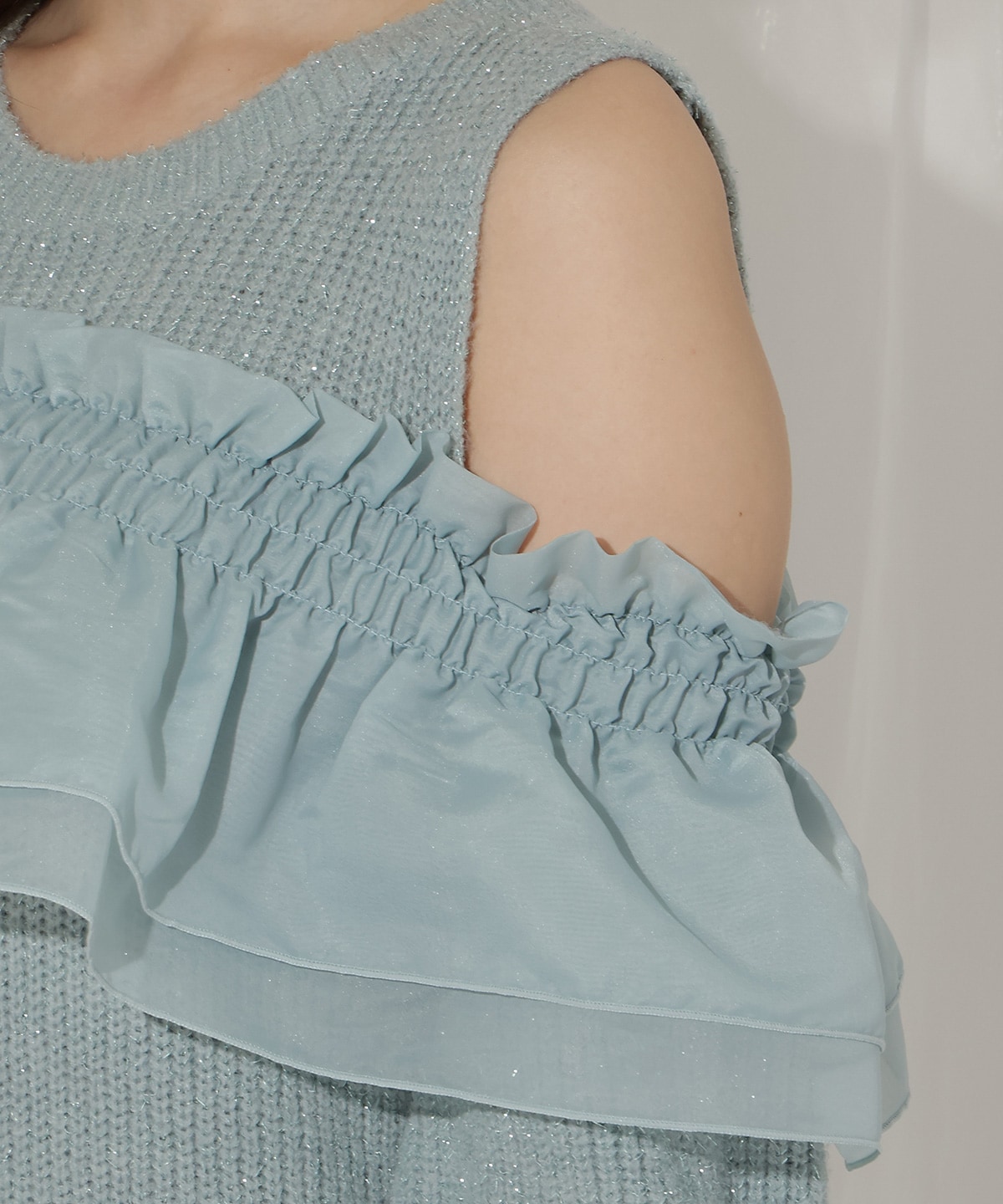 バックリボンオフショルニットワンピース