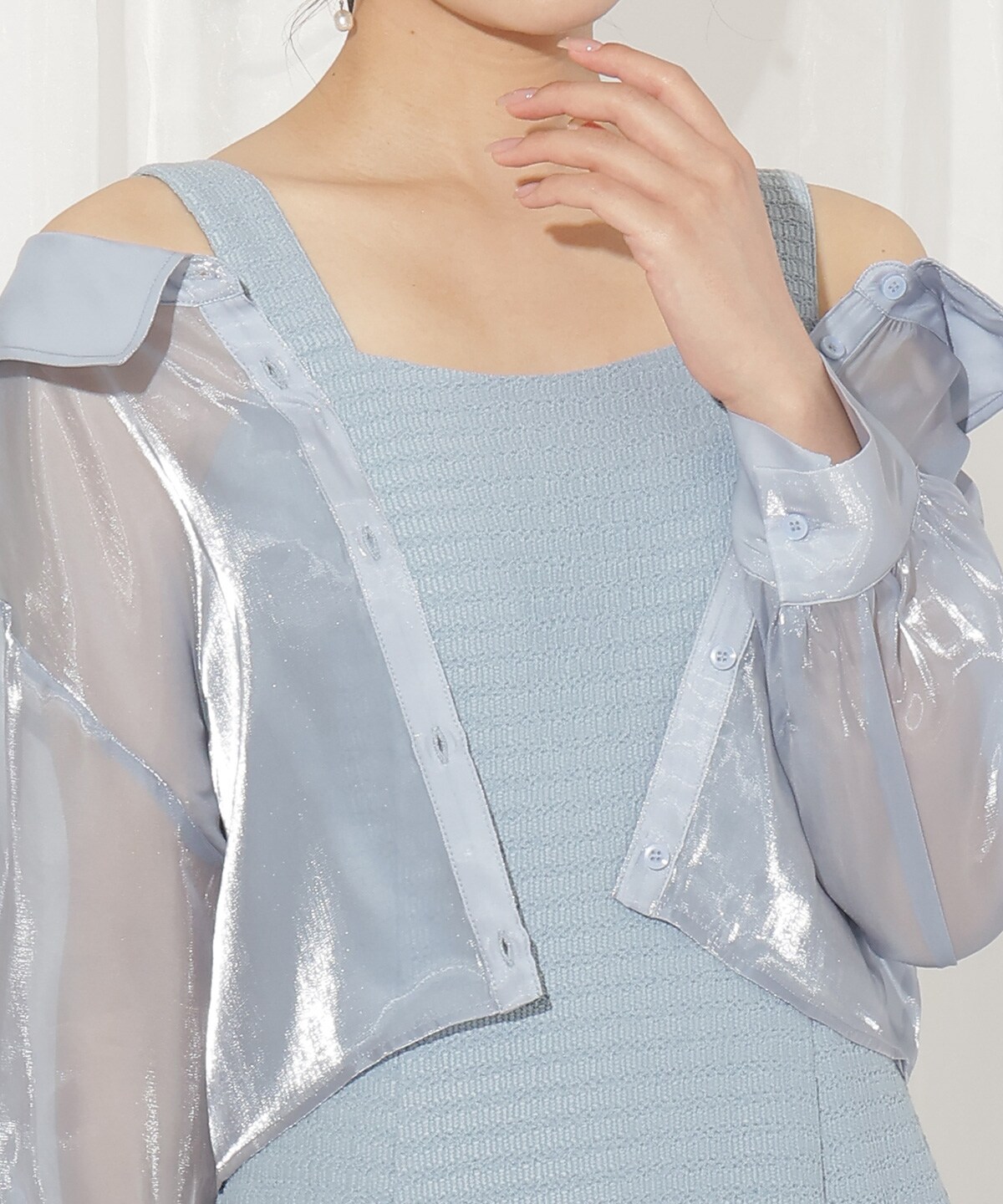 シアーブラウス×カットソーマーメイドワンピース