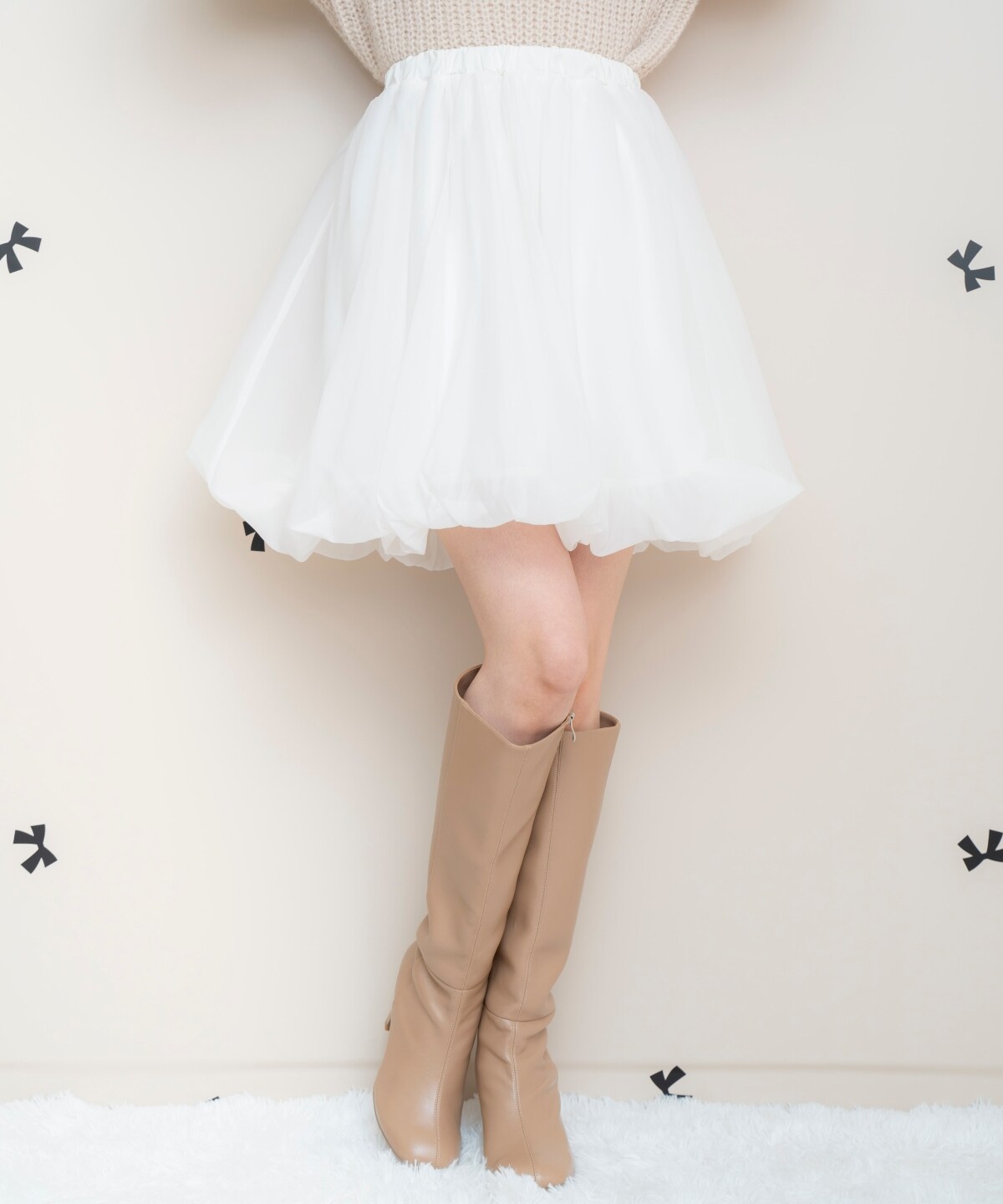 ニットプルオーバー×バルーンスカートセット