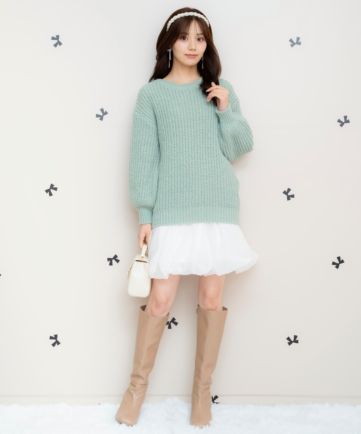 ニットプルオーバー×バルーンスカートセット