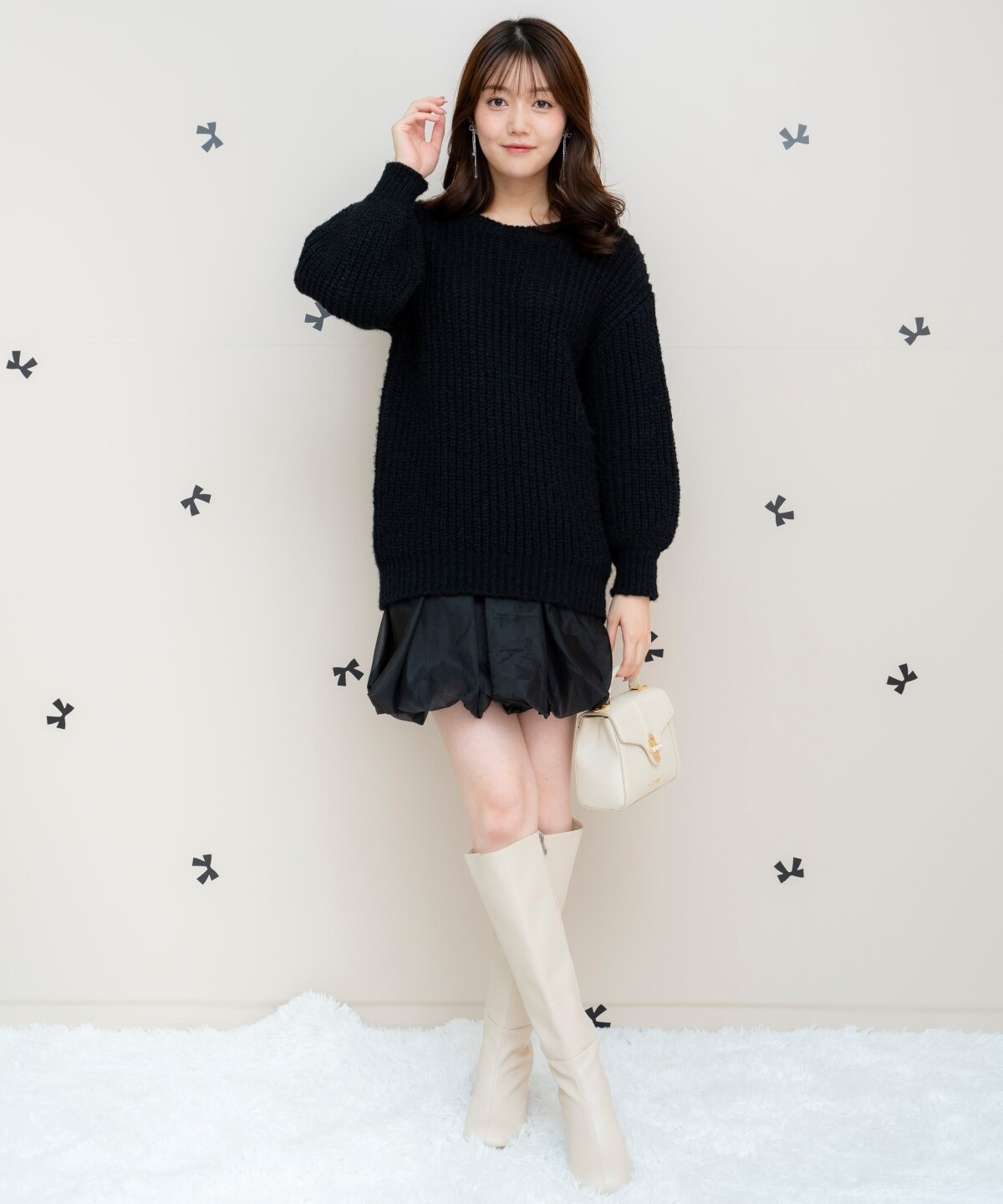 ニットプルオーバー×バルーンスカートセット