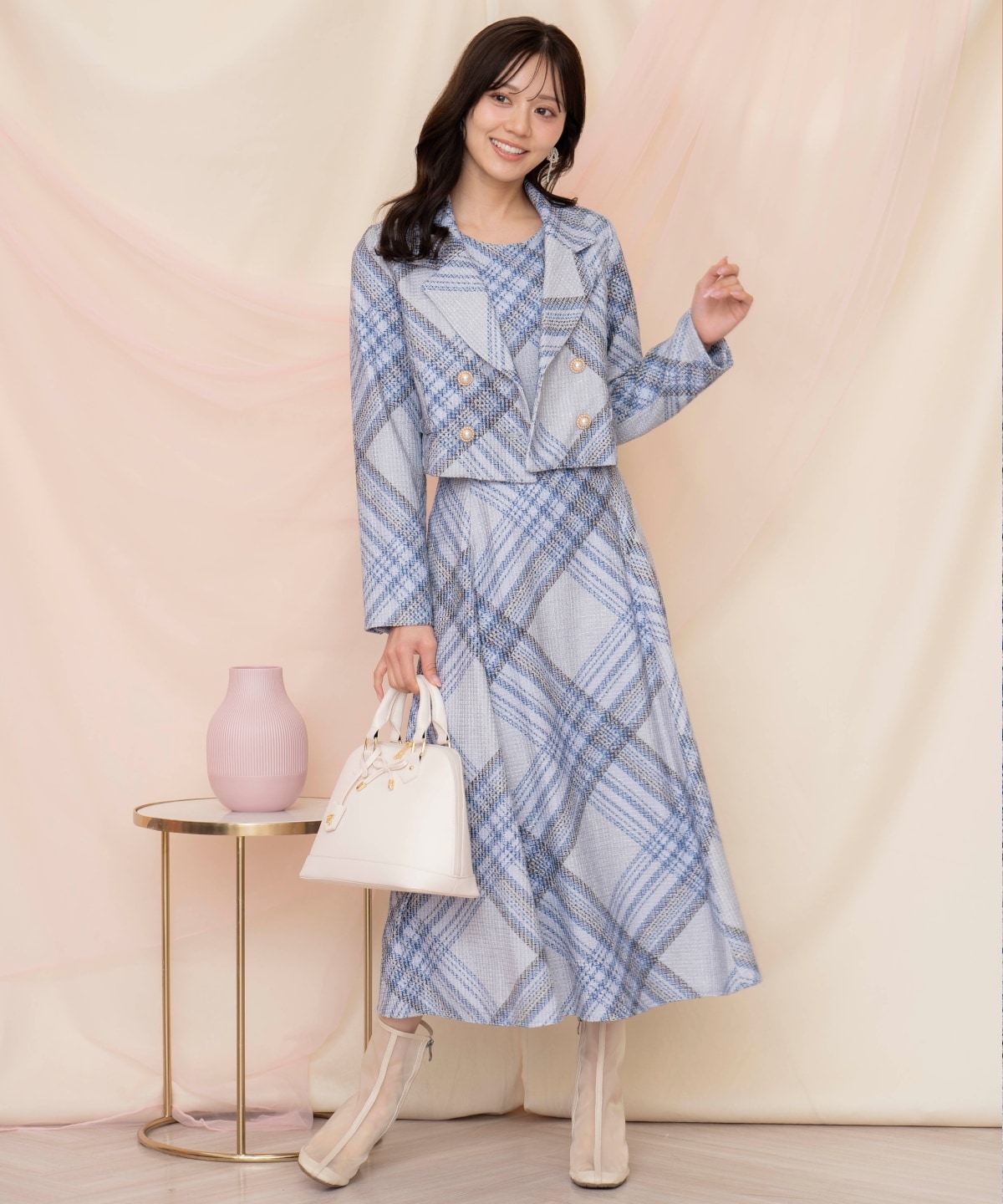 ツイードチェックショートジャケット